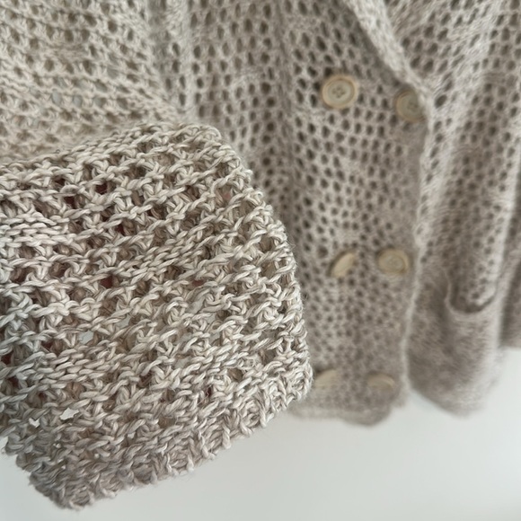 Free People Crochet Fish Net Boho Lagenlook Button Front Cardigan - Picture 5 of 8